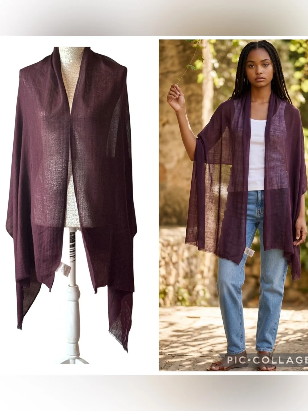 Anthropologie BHLDN Rue Wool Silk Scarf Wrap NWOT Amethyst OS